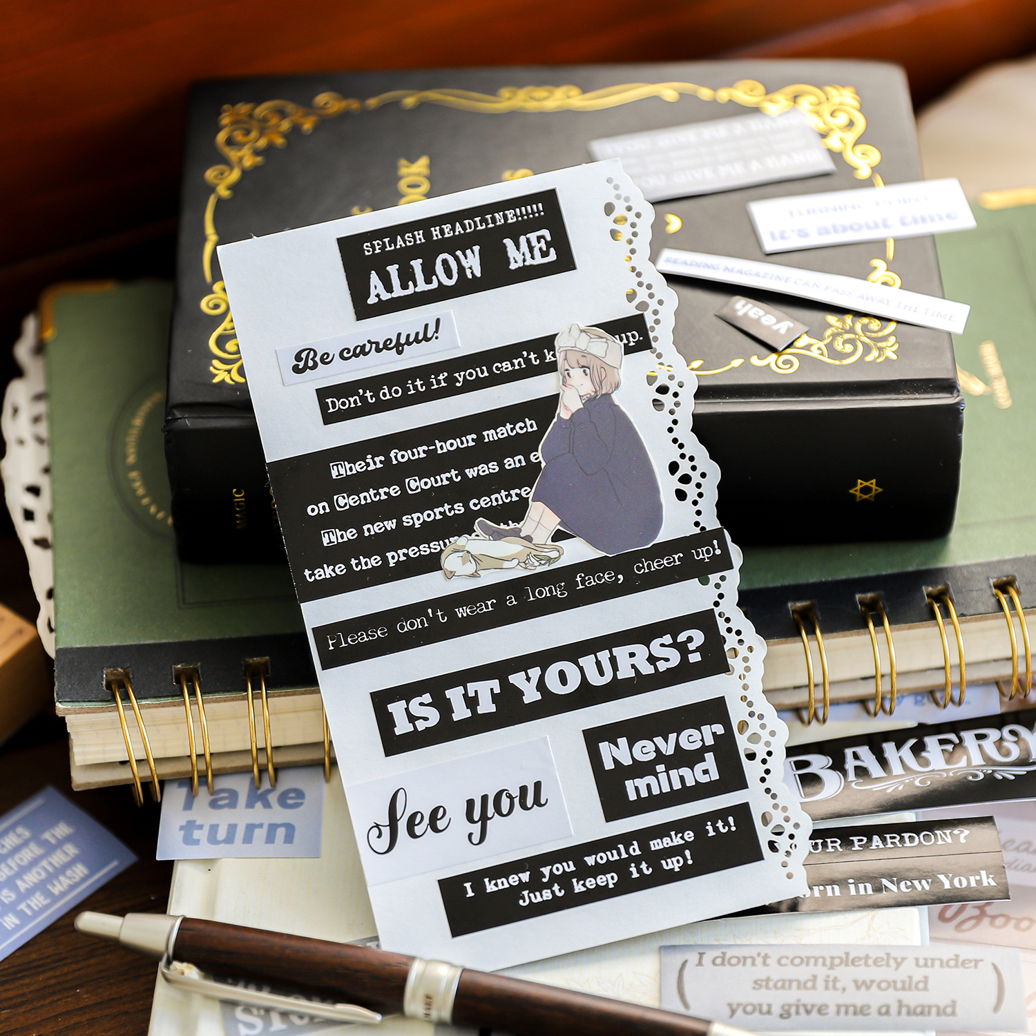 8Pcs/Pack Vintage English Pre-cut Stickers Decorative Collage