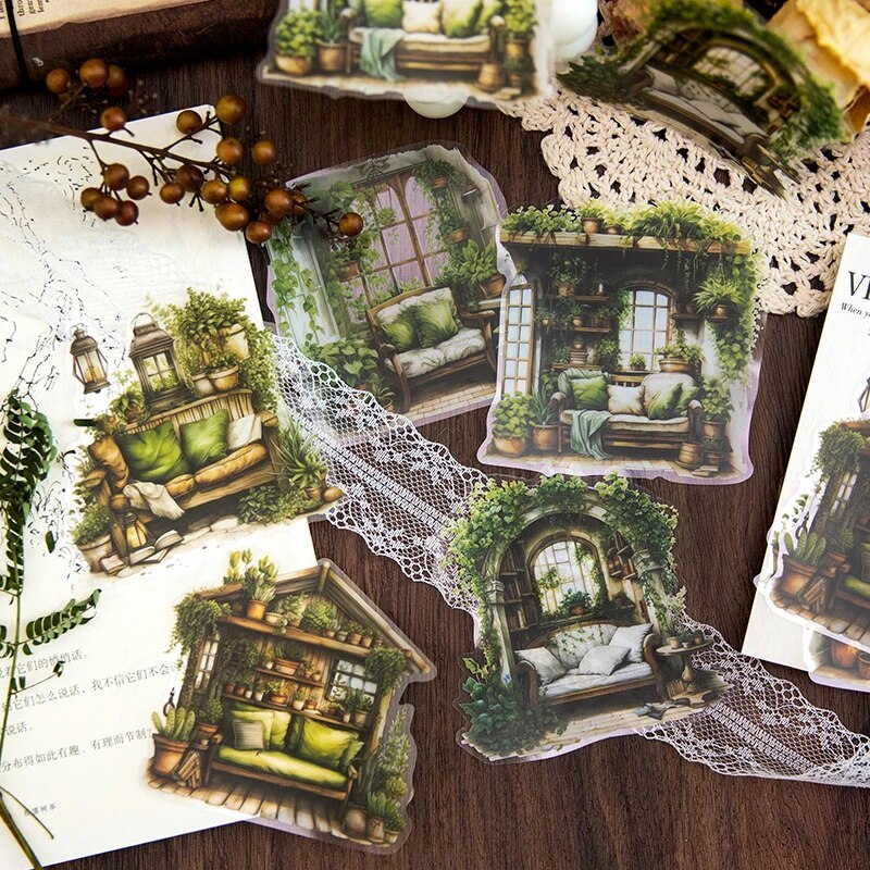 10pcs/lot Creative Vintage Corner Collage Card for Journal Scrapbooking