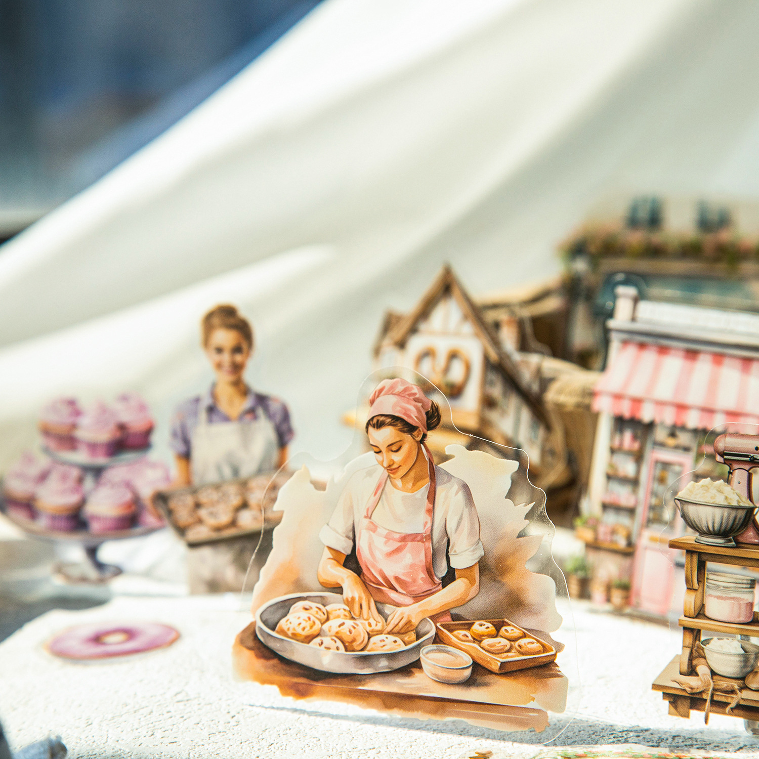 20Pcs/Pack Girls Baking Bread Cake Theme PET Stickers