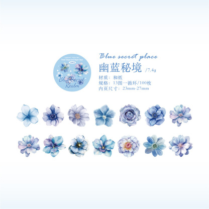 100Pcs/Roll Flower Theme PET Tape 1.18*78.74 inch