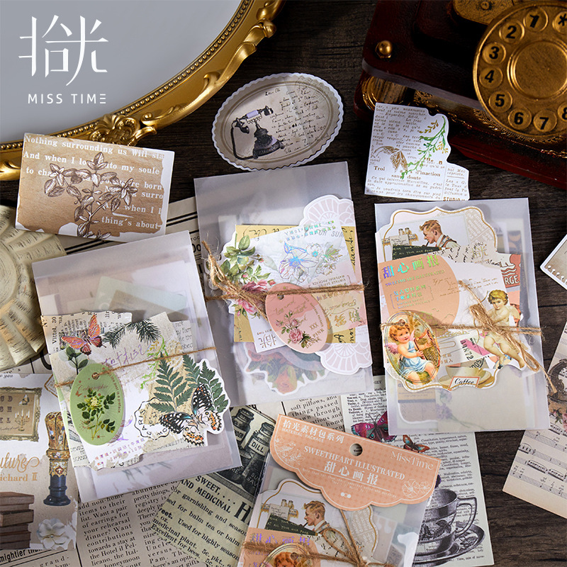 30pcs/pack Retro Botanical Collage Theme Material Paper