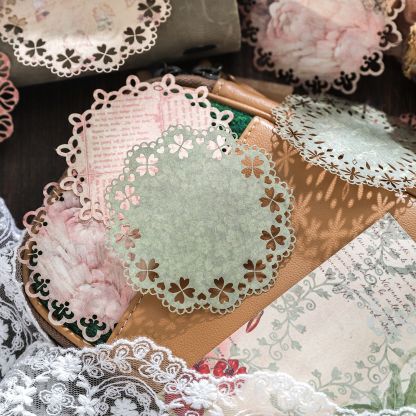 30Pcs/Pack Retro Hollow Lace Material Paper