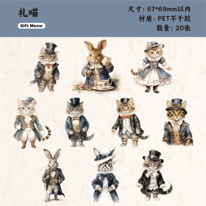 20Pcs/Pack Fairy Tale Alice Character PET Stickers