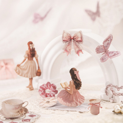 100Pcs/Pack Lace Theme PET Stickers