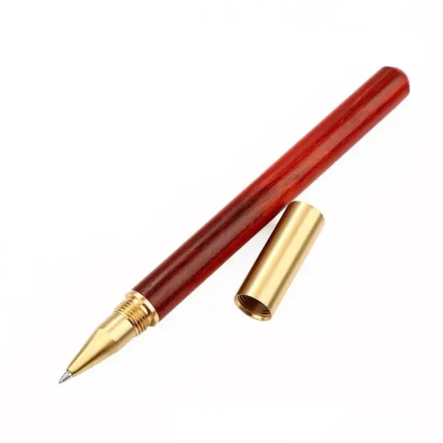 Vintage brass wooden ballpoint pen