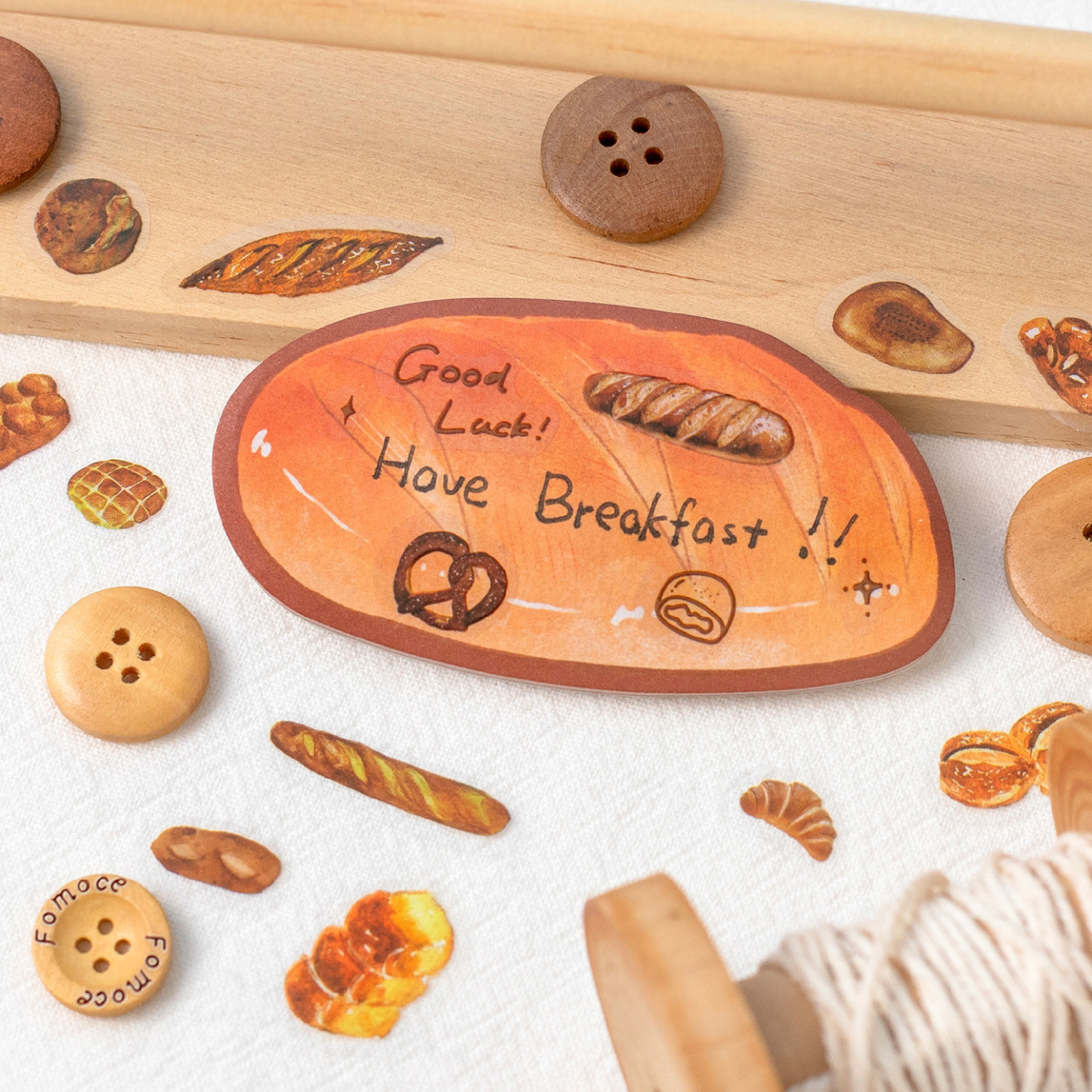6 Sheet/Pack Coffee Dessert Bread PET Sticker