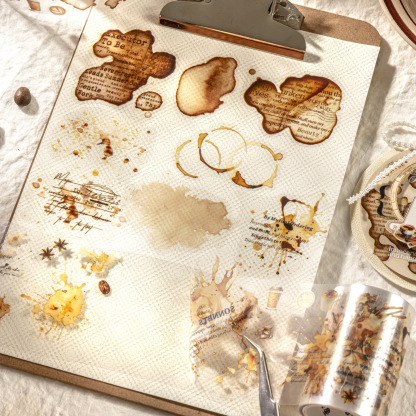 Pre-cut coffee stain themed PET tape 2.36*78.74 inch