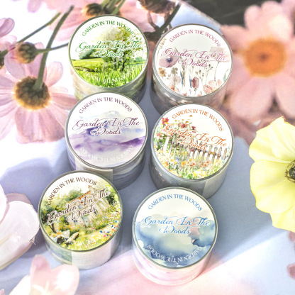 Clouds Mountains Garden House Elements PET Background Tape 1.57 inch * 78.74 inch