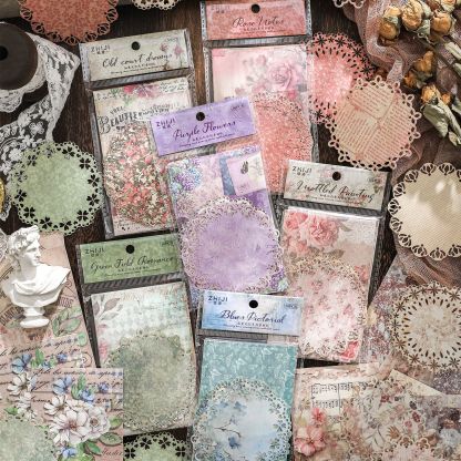 30Pcs/Pack Retro Hollow Lace Material Paper