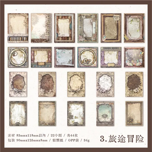 44pcs/lot Memo Pads Material Paper Vintage paper Card-JournalTale