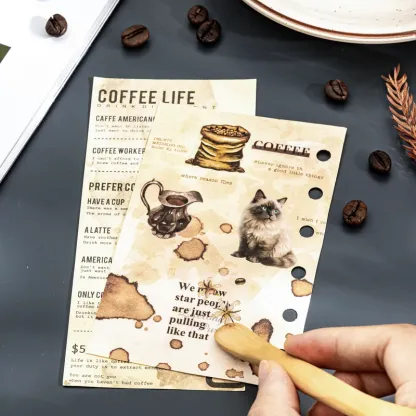 2pcs/1pack Coffee-Drinking Cat Stickers