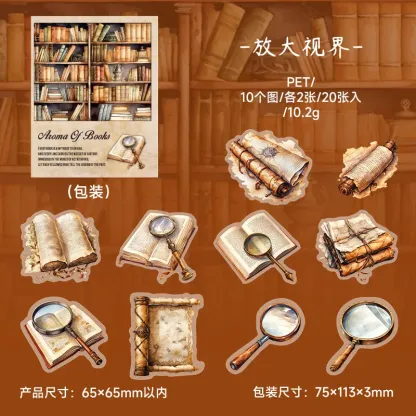 20pcs/1lot Bookcase themed PET stickers