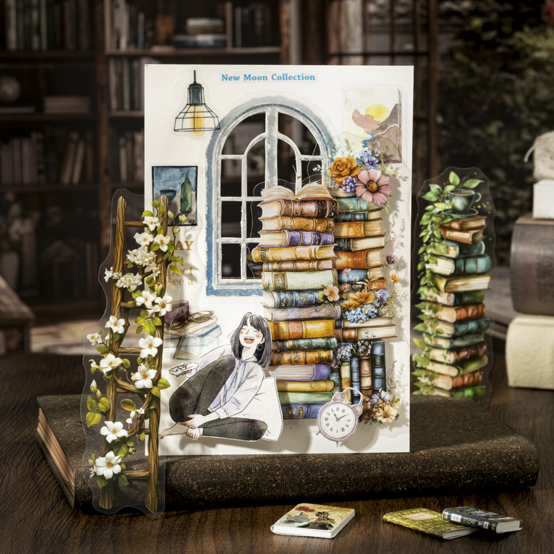 20Pcs/Pack Books Flower Ladder Street Light Theme PET Strip Sticker