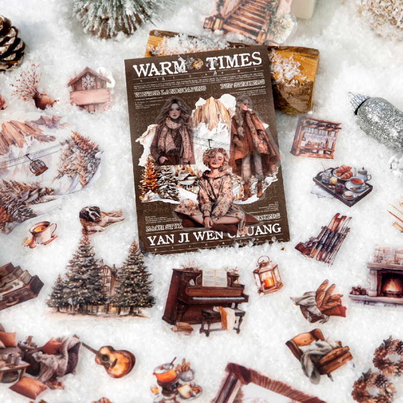 30Pcs Winter Girls Theme PET Stickers