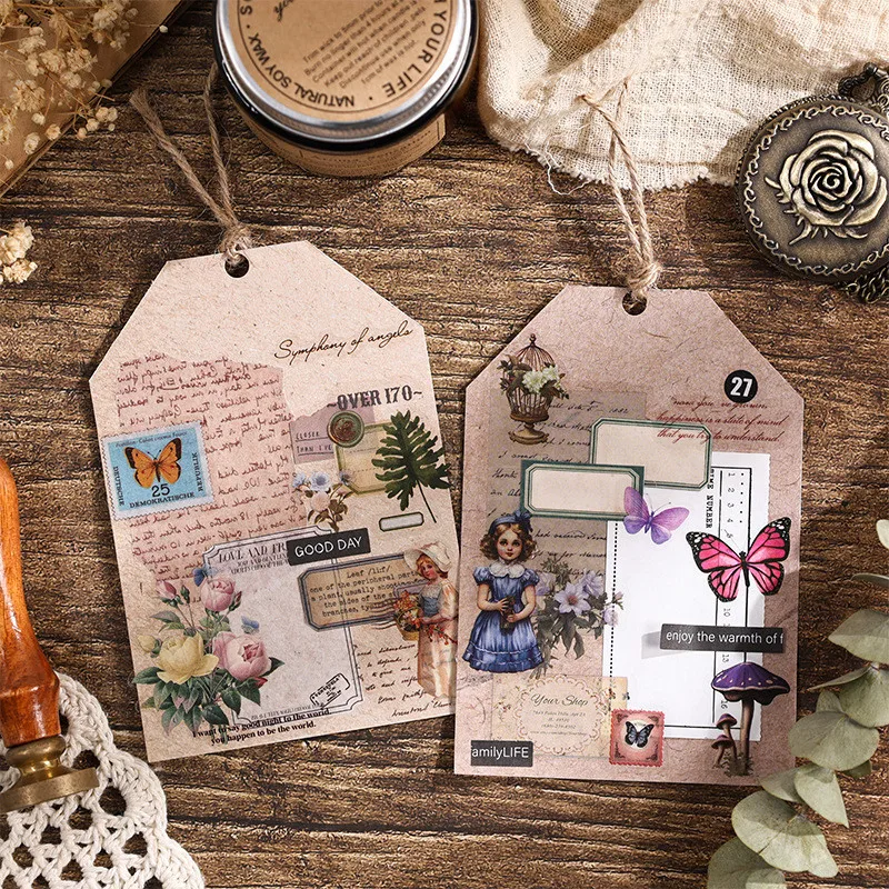 100 PCS Retro Large portion PET Stickers Box