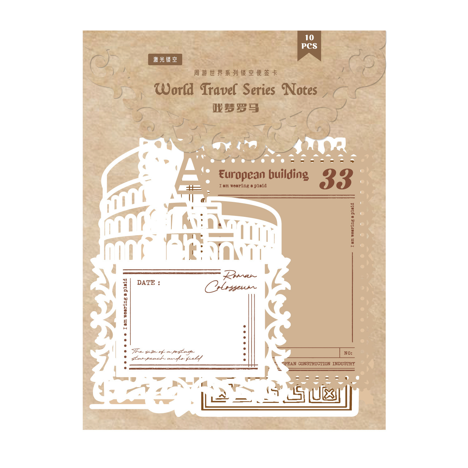 10Pcs/Pack Vintage Hollow Lace Material Paper