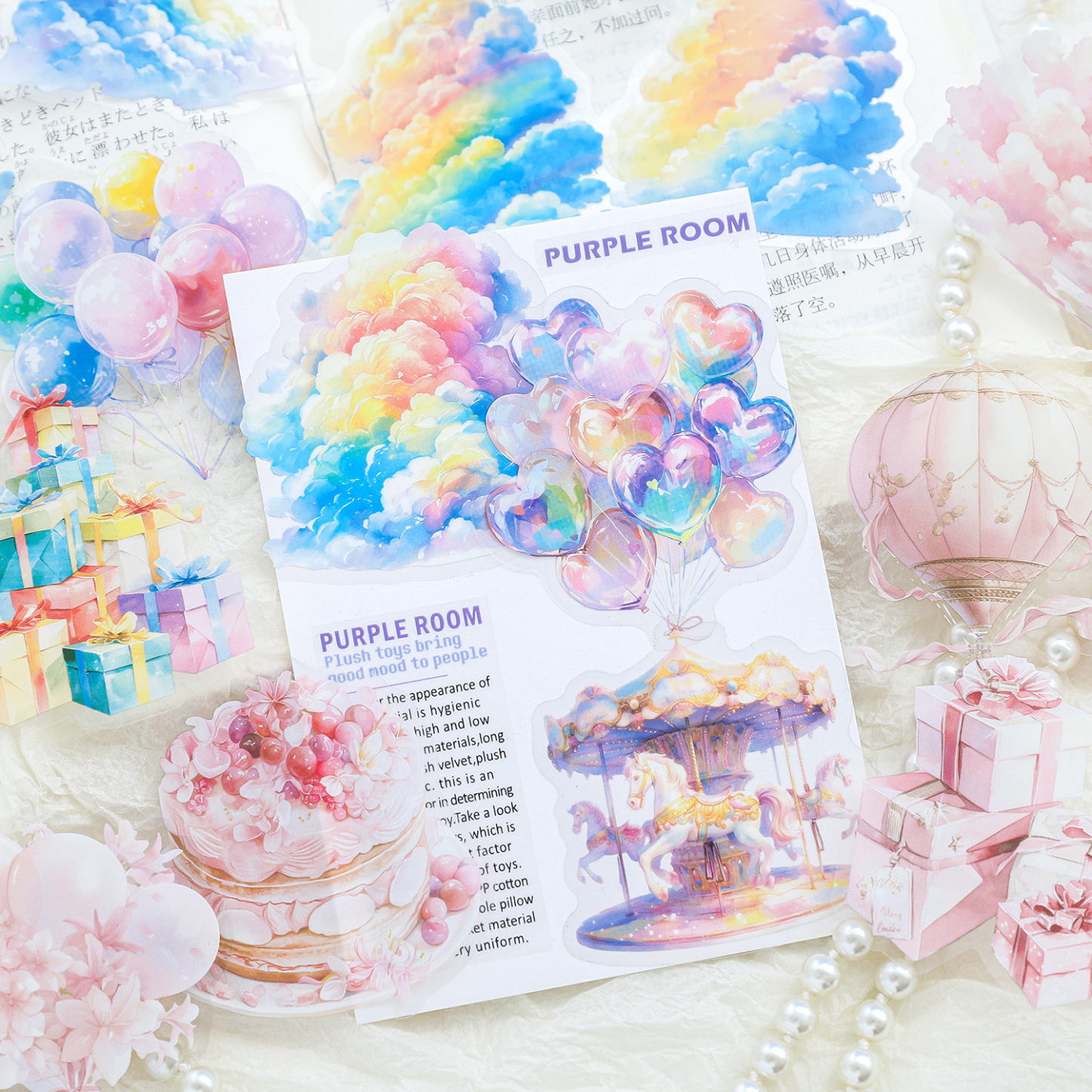 15Pcs/Pack Pre-cut Ferris wheel amusement park themed PET stickers
