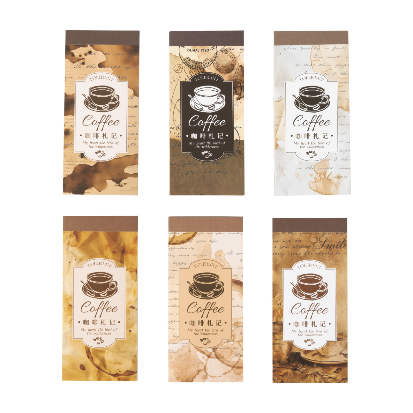 20Pcs/Pack Coffee Stains Theme Washi Paper Sticker Book