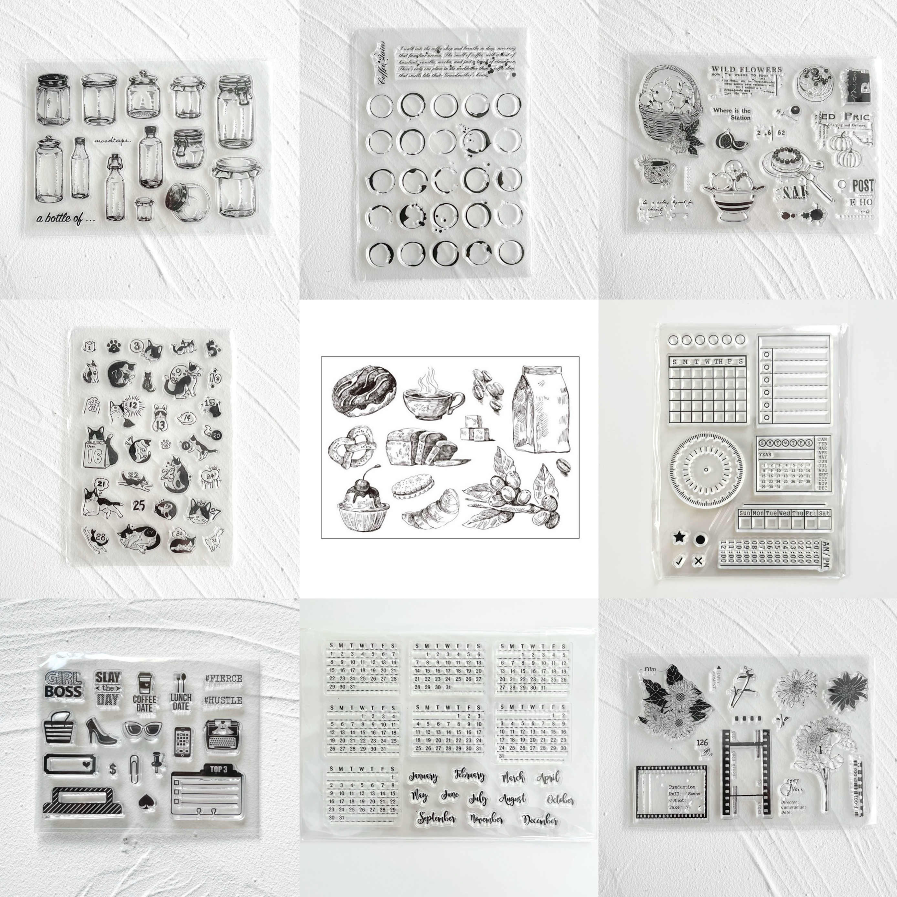 48 Style Clear Silicone Stamps for DIY Scrapbooking Card Making