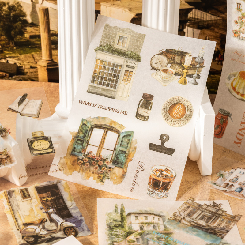 10Sheet Rome Scenic Travel Themed Sticker Book - Die-cut