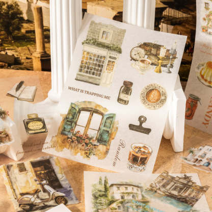 10Sheet Rome Scenic Travel Themed Sticker Book - Die-cut