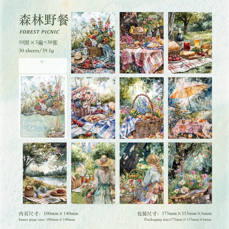 30Pcs/Pack Picnic Camping Theme Material Paper