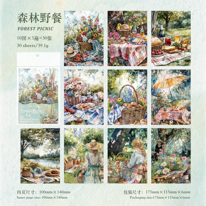 30Pcs/Pack Picnic Camping Theme Material Paper