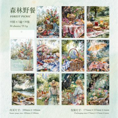 30Pcs/Pack Picnic Camping Theme Material Paper