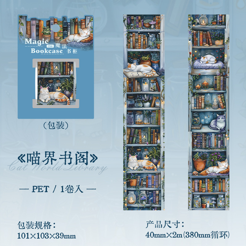 Books Bookshelf Theme PET tape 1.57*78.74 inch