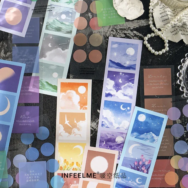 6 Pcs of Moon Landscape Diary Stickers