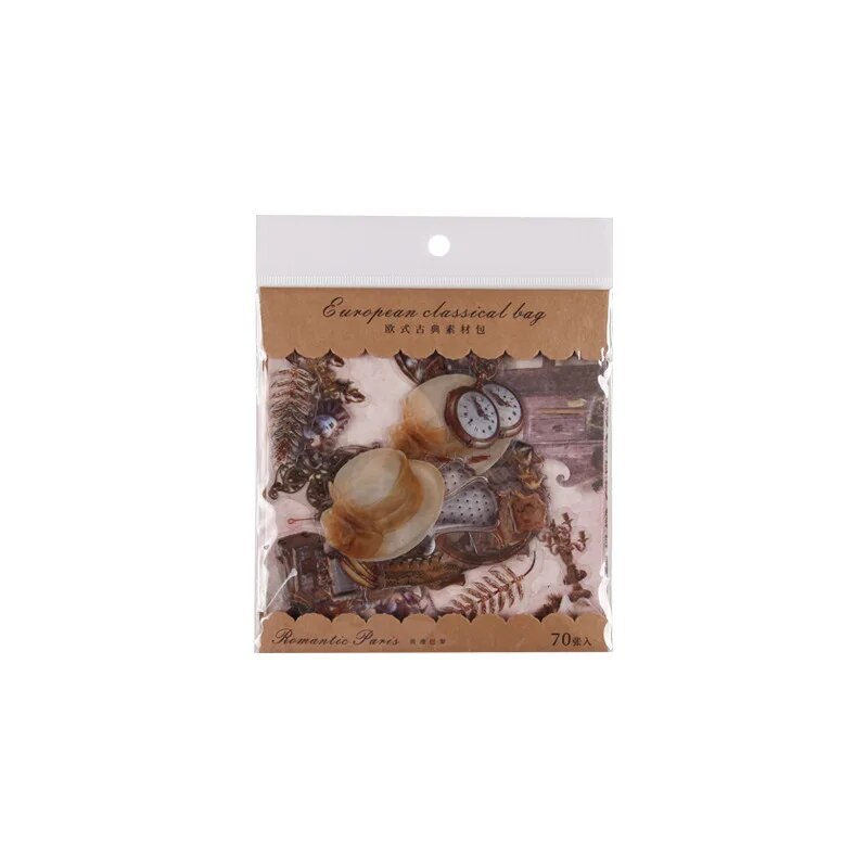 70pcs Stickers European Retro Craft Scrapbooking Stickers