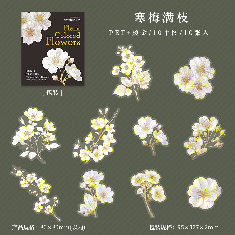 10pcs/Pack Flower Theme PET Stickers