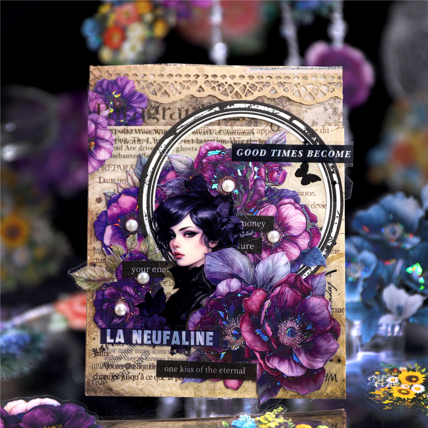 15Pcs/Pack Flower Theme PET Stickers