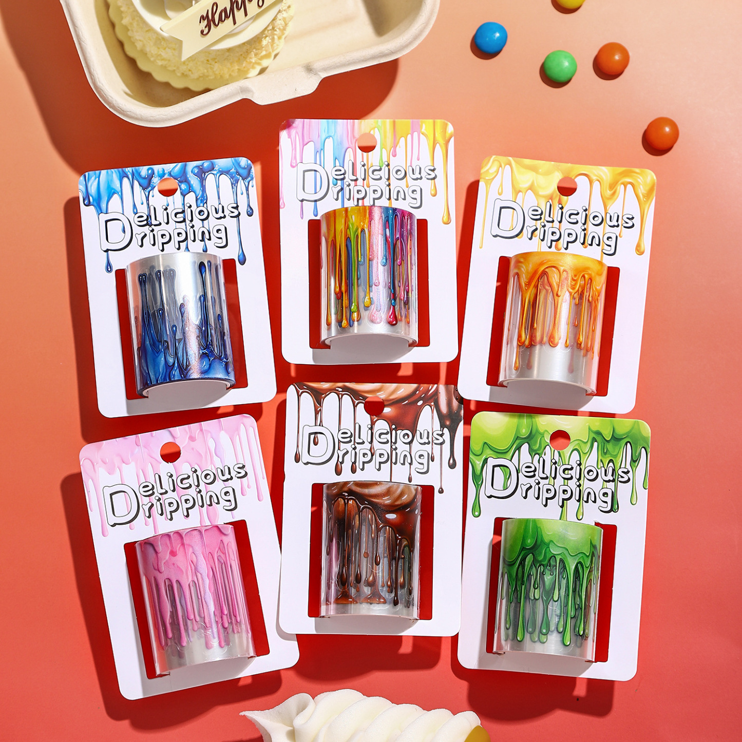 Pre-cut cake jam cream dripping theme bullet journal decoration PET tape 1.97 inch * 78.74 inch