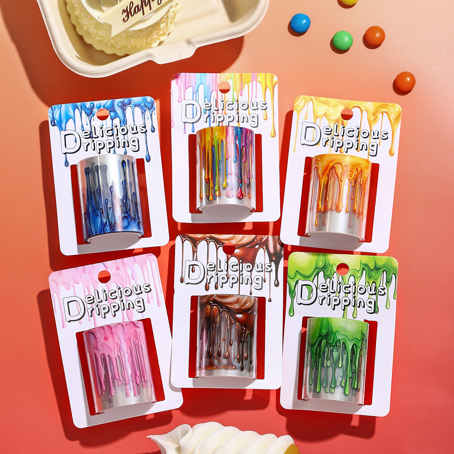 Pre-cut cake jam cream dripping theme bullet journal decoration PET tape 1.97 inch * 78.74 inch
