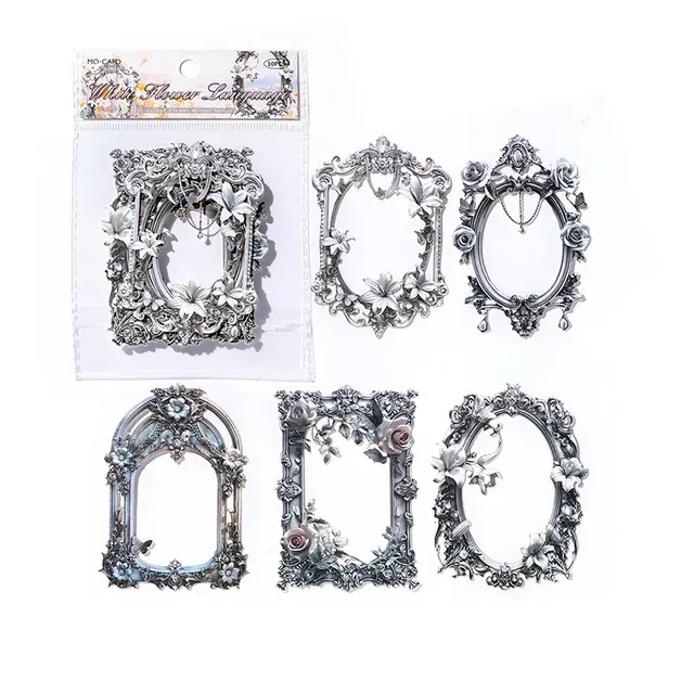 10pcs Baroque Relief Border Card Stock Paper