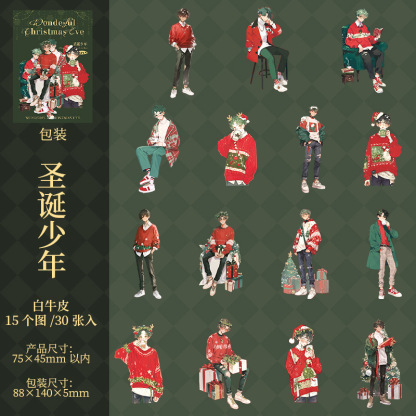 30Pcs/Pack Christmas Character Theme Stickers