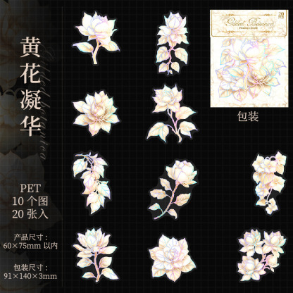 20 Pcs/Pack Floral Themed PET Stickers