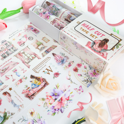 60mm * 2M Garden Town Lace Girls Room Series Tape Set Washi & PET