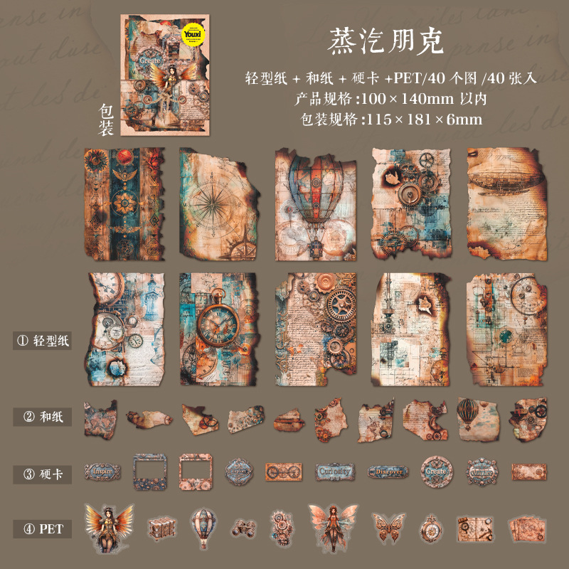 40Pcs/Pack Vintage Burnt Marks Texture Paper