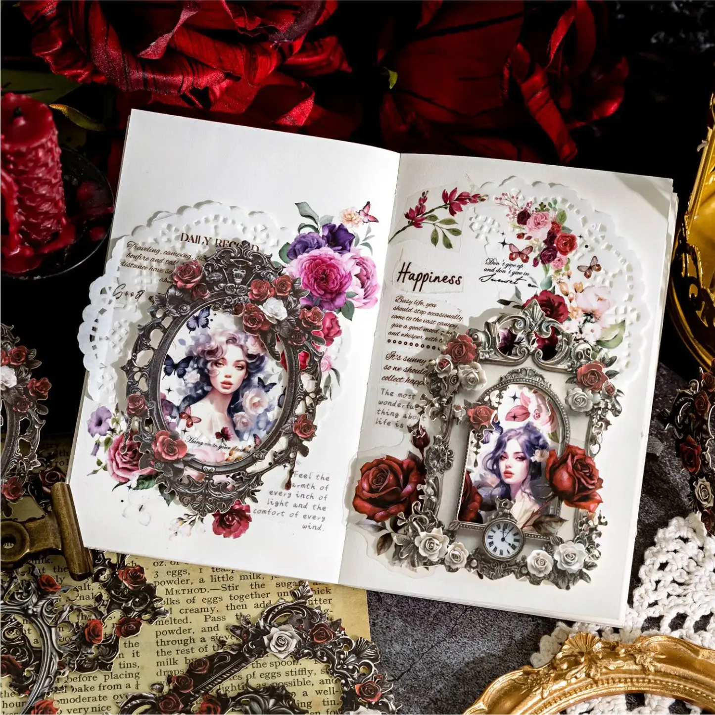 10pcs Baroque Relief Border Card Stock Paper