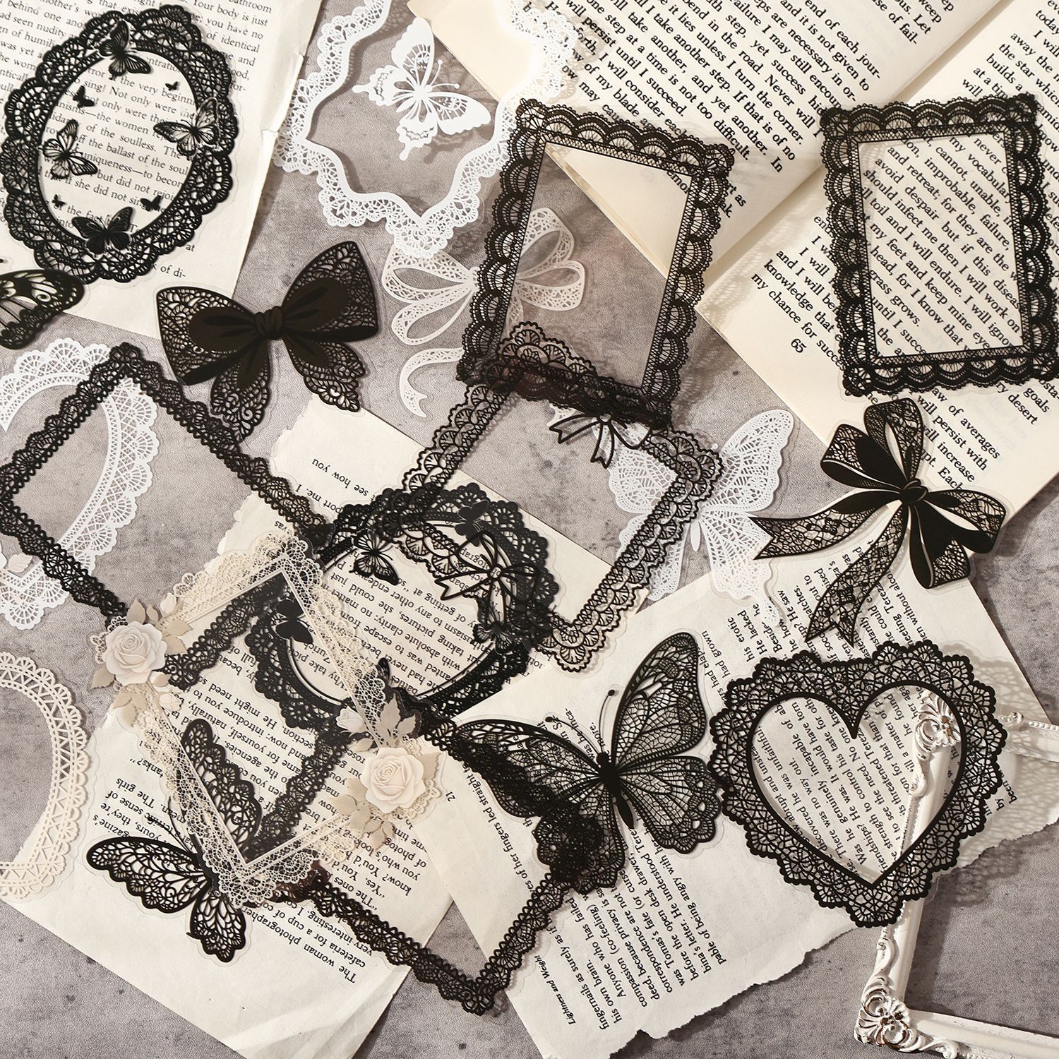 20Pcs/Pack Vintage Lace Frame PET Stickers