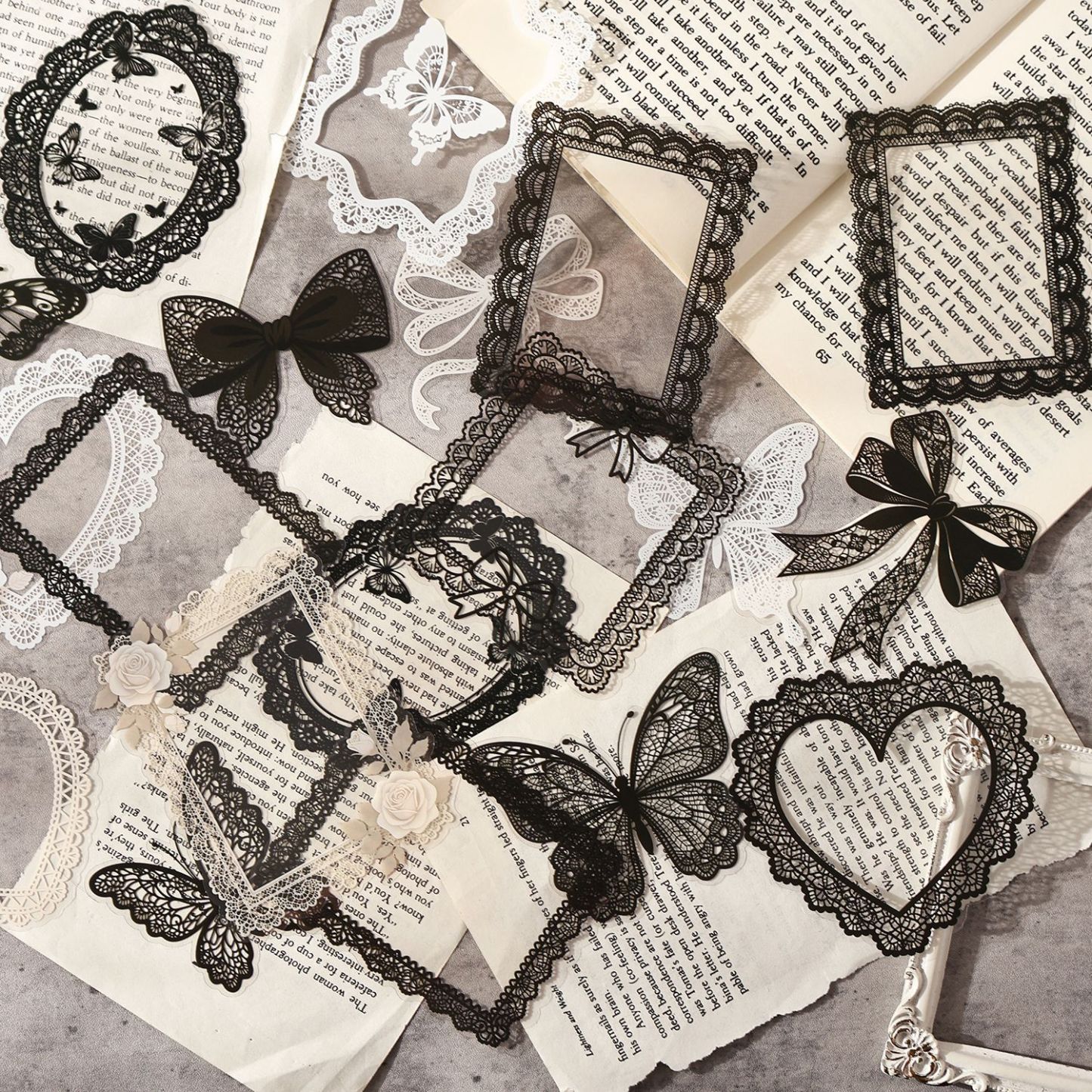 20Pcs/Pack Vintage Lace Frame PET Stickers