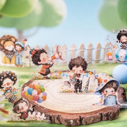 20 Pcs/Pack Summer Kids Themed PET Stickers