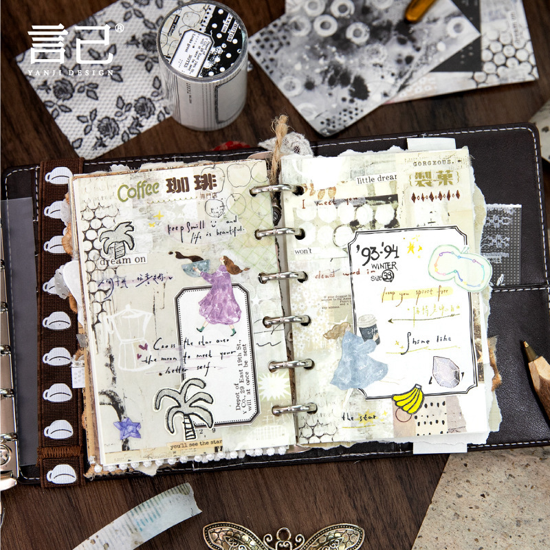 Vintage collage background Washi tape