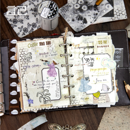 Vintage collage background Washi tape