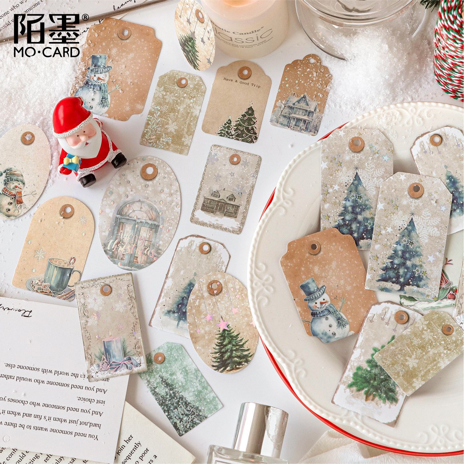 30 Pcs/Pack Christmas Themed Kraft Paper Stickers