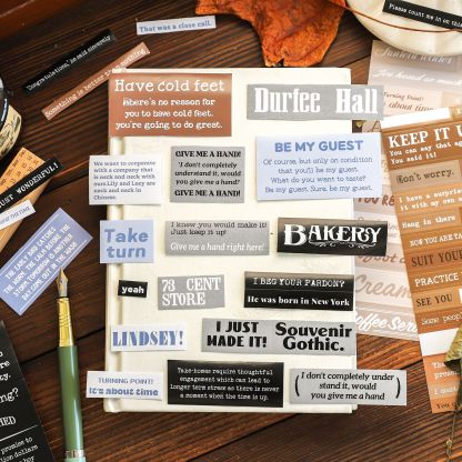 8Pcs/Pack Vintage English Pre-cut Stickers Decorative Collage