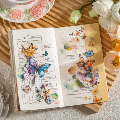20pcs/1lot Butterfly-Tainted Flowers Sticker