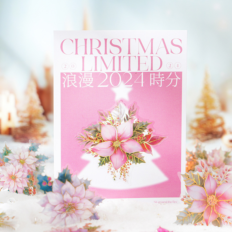 10 Pcs Christmas flower themed PET Sticker